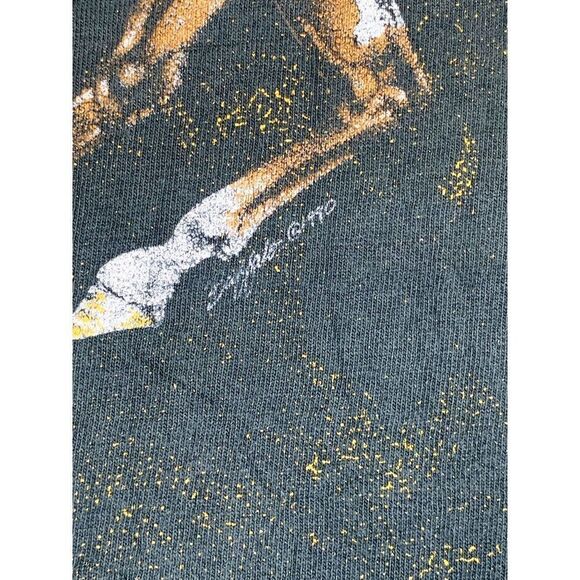 Vintage Native American T-Shirt Cowboy XL Black Gold All over Print - Picture 5 of 10